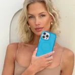 Neon Blue Clear iPhone Case - Image 2